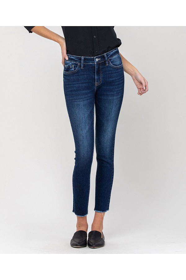 MID RISE RAW HEM CROP SKINNY JEANS ...